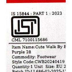 Cute Walk by Babyhug Velcro Closure Solid Sneaker Shoes - Purple