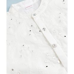 Babyhug Georgette Woven Full Sleeves Embroidered Kurta Pyjama Set - White