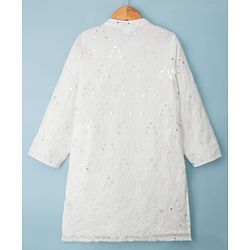 Babyhug Georgette Woven Full Sleeves Embroidered Kurta Pyjama Set - White