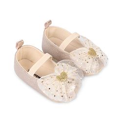 Cute Walk by Babyhug Slip On Booties With Bow Applique- Golden