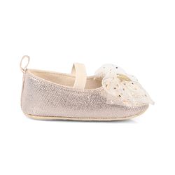 Cute Walk by Babyhug Slip On Booties With Bow Applique- Golden