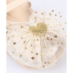 Cute Walk by Babyhug Slip On Booties With Bow Applique- Golden
