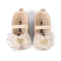 Cute Walk by Babyhug Slip On Booties With Bow Applique- Golden