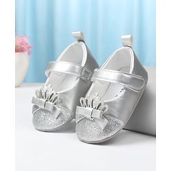 Cute Walk by Babyhug Velcro Closure Booties with Crown Applique - Golden