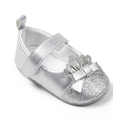 Cute Walk by Babyhug Velcro Closure Booties with Crown Applique - Golden