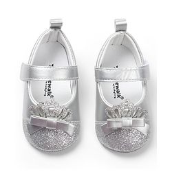 Cute Walk by Babyhug Velcro Closure Booties with Crown Applique - Golden