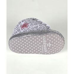 Cute Walk by Babyhug Lace Up Glitter Printed Booties With Bow Applique - Grey