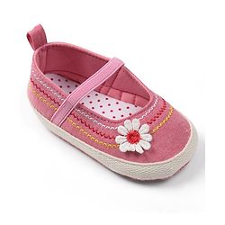 Cute Walk by Babyhug Slip On Booties with Floral Applique - Pink
