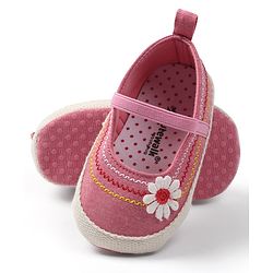 Cute Walk by Babyhug Slip On Booties with Floral Applique - Pink
