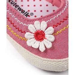 Cute Walk by Babyhug Slip On Booties with Floral Applique - Pink
