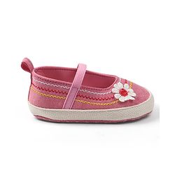 Cute Walk by Babyhug Slip On Booties with Floral Applique - Pink