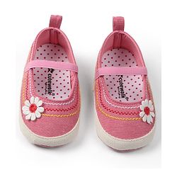 Cute Walk by Babyhug Slip On Booties with Floral Applique - Pink