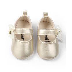 Cute Walk by Babyhug Velcro Closure Booties with Floral Applique - Golden