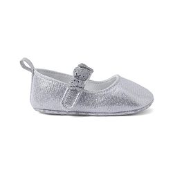 Cute Walk by Babyhug Velcro Closure Booties with Butterfly Applique - Silver