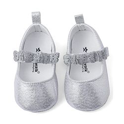 Cute Walk by Babyhug Velcro Closure Booties with Butterfly Applique - Silver
