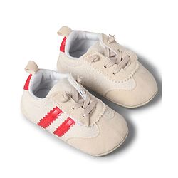 Cute Walk by Babyhug Lace Up Booties with Stripes - Red