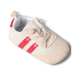 Cute Walk by Babyhug Lace Up Booties with Stripes - Red