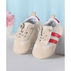 Cute Walk by Babyhug Lace Up Booties with Stripes - Red