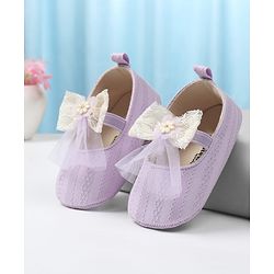 Cute Walk by Babyhug Slip On Booties with Bow Applique - Purple