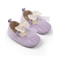 Cute Walk by Babyhug Slip On Booties with Bow Applique - Purple
