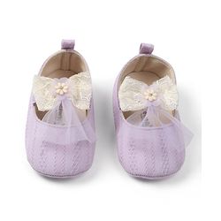 Cute Walk by Babyhug Slip On Booties with Bow Applique - Purple