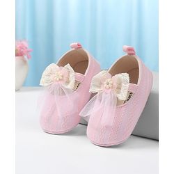 Cute Walk by Babyhug Slip On Booties with Bow Applique - Purple