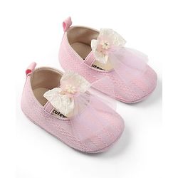 Cute Walk by Babyhug Slip On Booties with Bow Applique - Purple