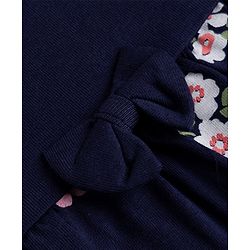 Babyhug Cotton Interlock Knit  Half Sleeves Floral Printed Frocks and Bloomer with Floral Print - Navy