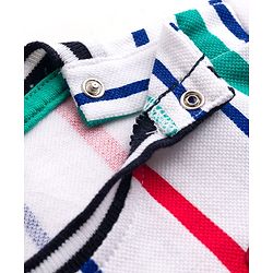 Babyhug 100% Cotton Knit Half Sleeves Striped & Text Printed T-Shirt & Shorts Set With Patch - Multicolor
