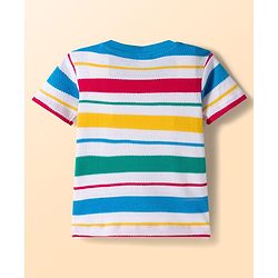 Babyhug Single Jersey Knit Half Sleeves Striped T-Shirt & Shorts Set - Multicolor