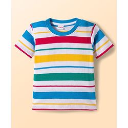 Babyhug Single Jersey Knit Half Sleeves Striped T-Shirt & Shorts Set - Multicolor