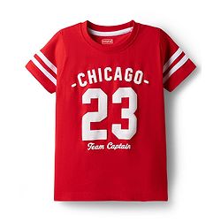 Babyhug Single Jersey Knit Half Sleeves T-Shirt & Shorts Set With Chicago Print - Red