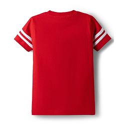 Babyhug Single Jersey Knit Half Sleeves T-Shirt & Shorts Set With Chicago Print - Red