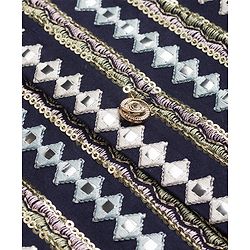 Babyhug Woven Full Sleeves Solid Colour Kurta Pyjama Set with Embroidered Jacket - Navy