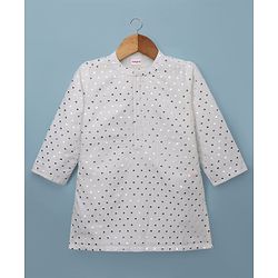 Babyhug Georgette Woven Full Sleeves Kurta Pyjama Set with Sequin Detailing - White