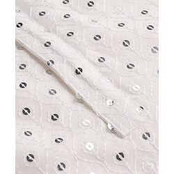 Babyhug Georgette Woven Full Sleeves Kurta Pyjama Set with Sequin Detailing - White