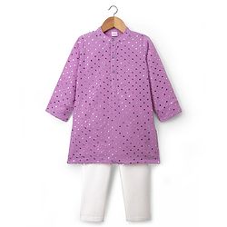 Babyhug Georgette Woven Full Sleeves Kurta Pyjama Set with Sequin Detailing - Purple