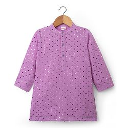 Babyhug Georgette Woven Full Sleeves Kurta Pyjama Set with Sequin Detailing - Purple
