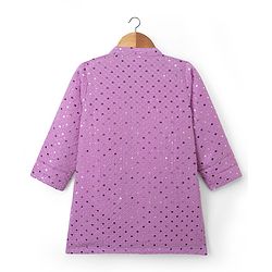 Babyhug Georgette Woven Full Sleeves Kurta Pyjama Set with Sequin Detailing - Purple