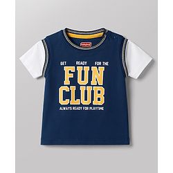 Babyhug Single Jersey Knit Half Sleeves Text Printed T-Shirt & Shorts Set - Multicolor