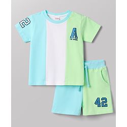 Babyhug Single Jersey Knit Half Sleeves Cut N Sew T-Shirt & Shorts Set - Multicolor