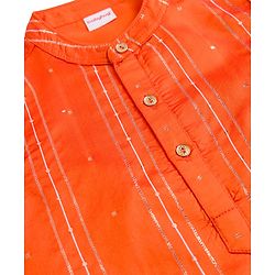 Babyhug Cotton Blend Woven Full Sleeves Foil Printed Dhoti Kurta Set - Orange