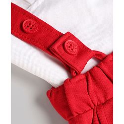 Babyhug Single Jersey Knit Half Sleeves Solid T-Shirt & Shorts Set - White & Red