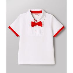 Babyhug Single Jersey Knit Half Sleeves Solid T-Shirt & Shorts Set - White & Red