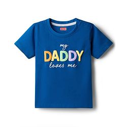Babyhug Single Jersey Knit Half Sleeves T-Shirt & Shorts Set with Text Print - Blue & Grey