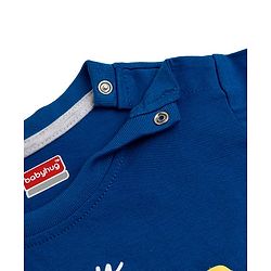 Babyhug Single Jersey Knit Half Sleeves T-Shirt & Shorts Set with Text Print - Blue & Grey