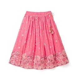 Babyhug Georgette Woven Sleeveless Choli Lehenga Set With Sequin Detailing & Dupatta - Light Pink