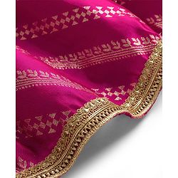 Babyhug Cambric Woven Half Sleeves Ethnic Dress with Leaf Print - Red