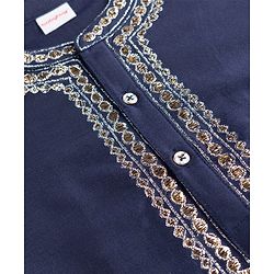 Babyhug Cotton Woven Full Sleeves Embroidered Kurta & Dhoti Set - Navy Blue