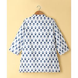 Babyhug Cambric Woven Full Sleeves Kurta Pyjama Set with Floral Print - White